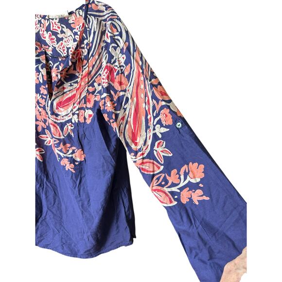 Soft Surroundings Tunic Top Blue/Pink/Orange Sz M - Picture 3 of 7